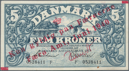 Faeroe Islands / Färöer: 1 Kroner 1940 Overprint On Denmark #30c, P.1b, Vertical Center Fold And Tin - Isole Faroer