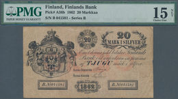 Finland / Finnland: 20 Mark I Silfver 1862, P.A36b, Extraordinary Rare Banknote In Still Good Condit - Finland