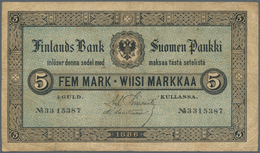 Finland / Finnland: 5 Markkaa 1886 P. A50, Used With Several Folds And Lightly Stained Paper, Tiny C - Finland