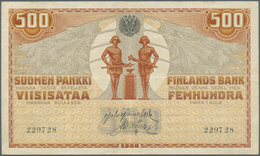 Finland / Finnland: 500 Markkaa ND(1918) P. 23, Several Vertical And A Horizontal Fold, No Holes Or - Finland