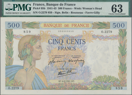 France / Frankreich: 500 Francs February 6th 1941, P.95b With Two Tiny Holes At Center, PMG Graded 6 - Altri & Non Classificati