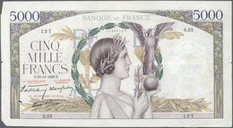 France / Frankreich: Large Lot Of 37 Notes 5000 Francs "Victoire" 1938-1943 P. 97, All Mixed Dates, - Other & Unclassified