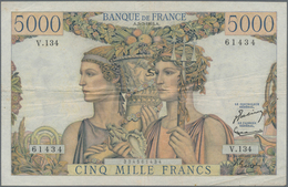 France / Frankreich: 5000 Francs 1953, P.131, Still Nice With A Few Spots And Several Folds. Conditi - Sonstige & Ohne Zuordnung