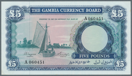 Gambia: Set Of 2 Notes Containing 1 & 5 Pounds ND(1965-70), P. 1,2, Both With Light Corner Bends, St - Gambia