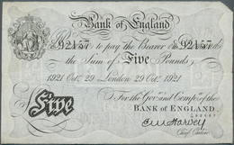 Great Britain / Großbritannien: 5 Pounds 1921 P. 312a, Issued In London, Early Date, Folded But No H - Other & Unclassified