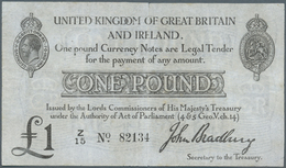 Great Britain / Großbritannien: 1 Pound ND(1914) P. 349a, Stronger Center Fold With A 7mm Tear On To - Other & Unclassified