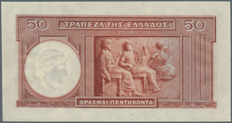 Greece / Griechenland: 50 Drachmai 1939 Color Trial In Brown Color P. 107ct With 2 Traces Of Paper C - Grecia