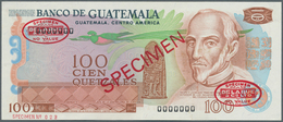 Guatemala: Banco De Guatemala 100 Quetzales 1972-83 TDLR Specimen, P.64s, Traces Of Glue On Back, Ot - Guatemala