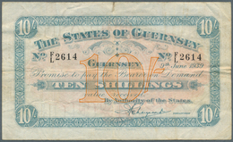 Guernsey: 10 Shillings 1939 P. 15 With Horizontal And Vertical Folds, No Holes, A 5mm Tear At Upper - Otros & Sin Clasificación