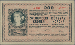 Hungary / Ungarn: 200 Kronen 1918 Österreichisch-Ungarische Bank, P.16, Series A2042 With Wavy Lines - Ungheria