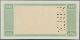 Hungary / Ungarn: 10 Pengö 1926 Reverse Proof Specimen With Perforation "MINTA", Only Yellow And Gre - Hongrie