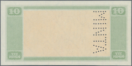 Hungary / Ungarn: 10 Pengö 1926 Reverse Proof Specimen With Perforation "MINTA", Only Yellow And Gre - Ungheria