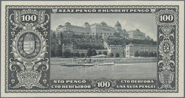 Hungary / Ungarn: 100 Pengö 1926 Black And White Printed Reverse Proof Specimen With Perforation "MI - Hungary