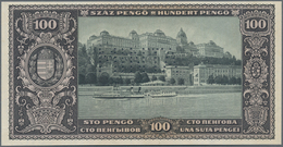 Hungary / Ungarn: 100 Pengö 1926 Unfinished Reverse Proof Specimen With Perforation "MINTA" On Water - Hungría