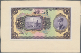 Iran: Rare Proof Print 100 Rials ND(1924) P. 28p, Uniface Front Proof, Mounted On Cardboard In Condi - Iran
