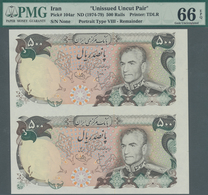 Iran: Uncut Sheet Of A Pair Of 500 Rials ND(1974-79) P. 104ar Without Serial Number, In Condition: P - Irán