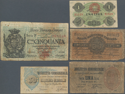 Italy / Italien: Nice Lot With 4 Banknotes Comprising Biglietto Consorziale 50 Centesimi And 1 Lira - Altri & Non Classificati