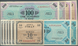 Italy / Italien: Set Of 12 Notes Allied Military Currency Italy Containing 2x 2 Lire 1943 (VF), 6x 1 - Otros & Sin Clasificación