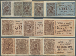Italy / Italien: Set Of 19 Notes Containing 3x 1 Lire 1944 P. 29 (2x VF-XF, 1x UNC), 4x 2 Lire 1944 - Altri & Non Classificati
