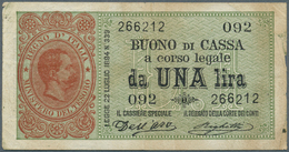 Italy / Italien: 1 Lira 1894 P. 34, Used With Folds And Light Stained Paper, No Holes Or Tears, Cond - Otros & Sin Clasificación