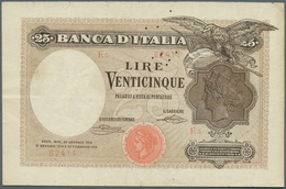 Italy / Italien: 25 Lire 1918/1919 P. 42b, Seldom Seen Issue, This One Is Vertically And Horizontall - Other & Unclassified