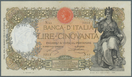 Italy / Italien: 50 Lire 1916 P. 43a, Rare Note, Only One Minor Repair At Upper Border, Otherwise Ve - Other & Unclassified
