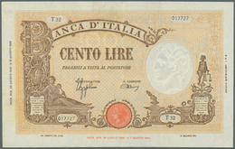 Italy / Italien: Set Of 5 Notes 100 Lire 1943/44 P. 67, All In Similar Condition, Light Folds In Pap - Other & Unclassified