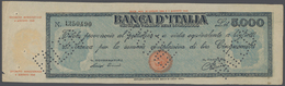 Italy / Italien: 5000 Lire 1945 P. 78a, Contemporary Forgery, 3 Times Perforated "Falso", Pinholes A - Other & Unclassified