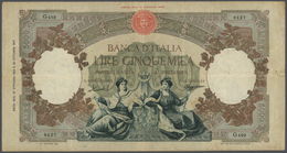 Italy / Italien: 5000 Lire 1953 P. 85c, Used With Several Folds In Paper, Center Hole, 1cm Border Te - Otros & Sin Clasificación