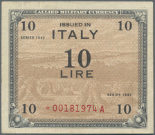 Italy / Italien: 10 Lire Allied Military Currency Series 1943 With Letter "F", P.M13ar REPLACEMENT N - Other & Unclassified