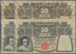 Italy / Italien: Set Of 4 Pcs Banco Di Napoli 50 Lire 1909-1921 P. S856, All Notes Used, Two Without - Otros & Sin Clasificación