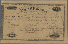 Italy / Italien: Banca D. P. Adami, 500 Lire 1859 P. NL, Very Rare And Seldom Seen Note, Used With C - Other & Unclassified