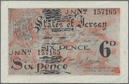 Jersey: States Of Jersey 6 Pence ND(1942), P.1a, Still Nice With Bright Colors, Some Folds And A Few - Other & Unclassified