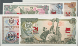 Korea: Set With 5 Banknotes 1, 5, 10, 50 And 100 Won 1978 SPECIMEN, P.18s-22s, All In UNC Condition. - Korea, South
