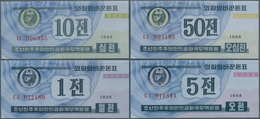 Korea: Set With 4 Notes 1, 5, 10 And 50 Chon "Capitalist Visitors Money" 1988, P.23-26 In UNC. (4 Pc - Korea, South