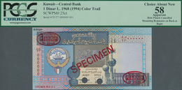 Kuwait: 1 Dinar L.1968 (1994) Color Trial De La Rue Specimen, P.25cts With Punch Hole Cancellation, - Kuwait