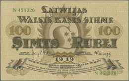 Latvia / Lettland: 100 Rubli 1919, P.7f In Excellent Condition, Three Times Vertically Folded And Ti - Latvia