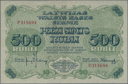 Latvia / Lettland: 500 Rubli 1920, P.8c, Highly Rare Banknote In Excellent Condition With A Vertical - Letonia