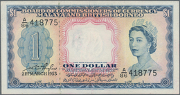 Malaya & British Borneo: Pair With 1 And 10 Dollars 1953, P.1, 3, Both In VF/VF+ Condition. (2 Pcs.) - Malasia