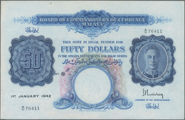 Malaya: Board Of Commissioners Of Currency 50 Dollars January 1st 1942, P.14, Extraordinary Rare Ban - Malesia