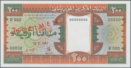 Mauritania / Mauretanien: 200 Ouguiya 1985 Front And Reverse Specimen With Red Overprint "SPECIMEN" - Mauritanie