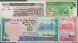 Mauritius: Nice Set With 4 Banknotes With 5 And 10 Rupees ND(1985-91) P.34, 35b In XF And 50, 100 Ru - Maurice