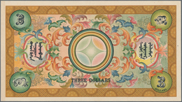 Mongolia / Mongolei: State Treasury 3 Dollars Unissued Remainder 1924, P.3r In UNC Condition. Highly - Mongolei