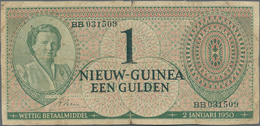 Netherlands New Guinea / Niederländisch Neu Guinea: Pair With 1 Gulden 1950 P.4 And 5 Gulden 1954 P. - Papouasie-Nouvelle-Guinée