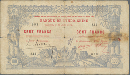 New Caledonia / Neu Kaledonien: 100 Francs 1914 Noumea Banque De L'Indochine P. 17, Used With Strong - Numea (Nueva Caledonia 1873-1985)