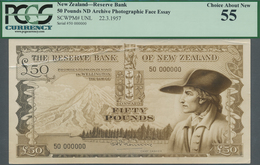 New Zealand / Neuseeland: Highly Rare Archive Photographic Front Essay Of An Unlisted 50 Pounds Note - Nouvelle-Zélande