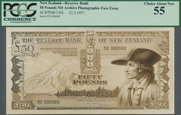 New Zealand / Neuseeland: Highly Rare Archive Photographic Front Essay Of An Unlisted 50 Pounds Note - Neuseeland