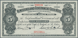 Newfoundland / Neufundland: 5 Dollars ND Specimen P. A8s With Small Red "Specimen" Overprint At Lowe - Kanada