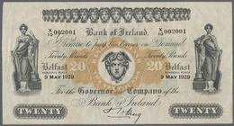 Northern Ireland / Nordirland: 20 Pounds 1929 P. 54, Bank Of Ireland, Highly Rare Note, Crisp Paper, - Other & Unclassified