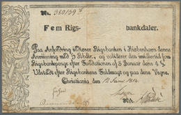 Norway / Norwegen: Rigsbanken I Kiøbenhavn - Christiania (Oslo) 5 Rigsbankdaler 1814, P.A13, Fantast - Norway